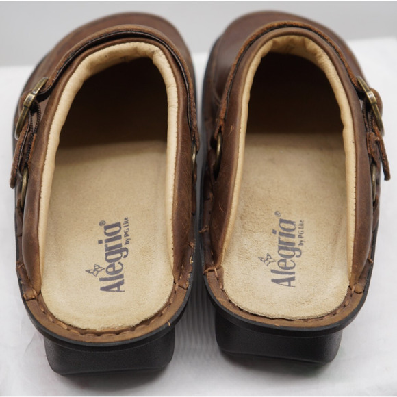 Alegria Leather Adjustable Backstrap Clogs Seville Oiled Brown Size 40 US 9 - Picture 6 of 10
